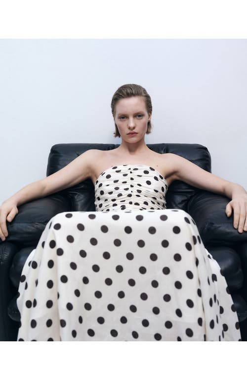 MANGO MANGO POLKA DOT RUCHED MAXI SUNDRESS