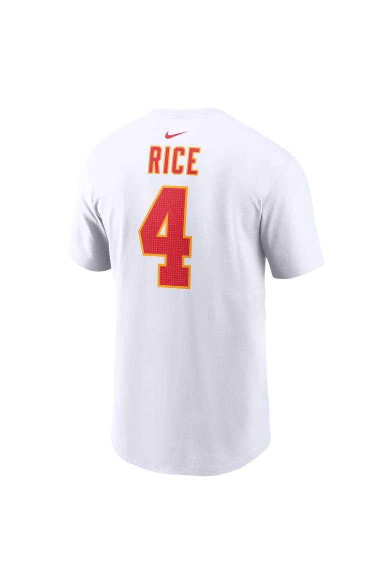 Men's Nike Rashee Rice White Kansas City Chiefs Super Bowl LVIII Patch Player Name & Number T-Shirt, Alternate, color, White