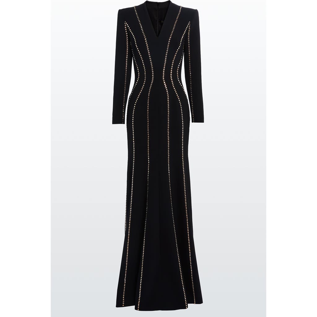 Jenny Packham Victoire Rhinestone-embellished Maxi Gown In Black