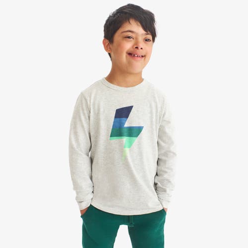 Primary Kids Long Sleeve Tonal Bolt Tee In Gray