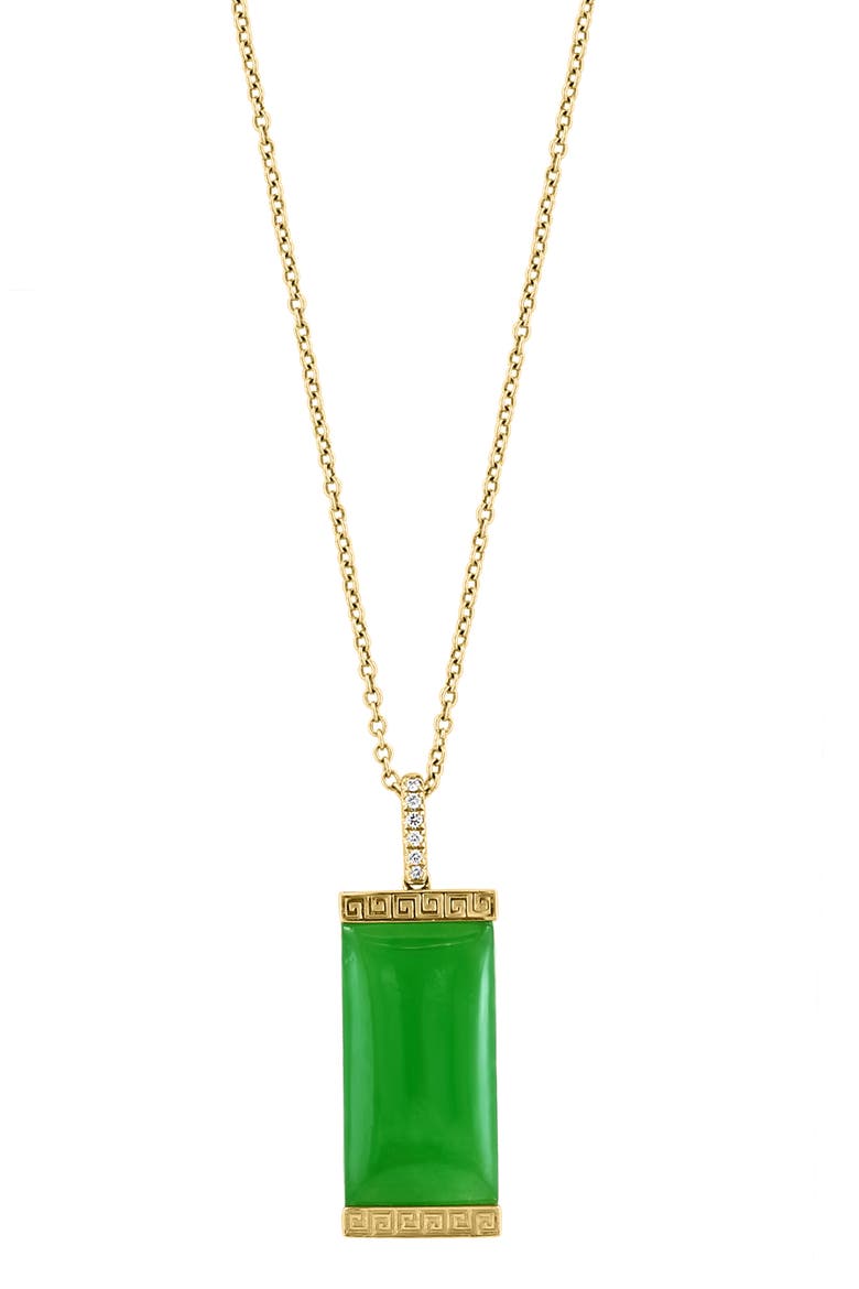 Diamond & Jade Pendant Necklace, Main, color, GREEN