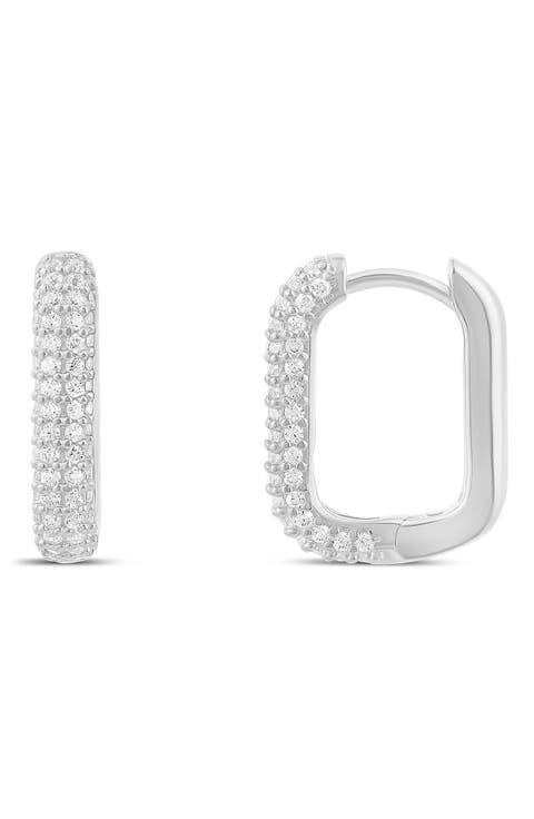 Pavé Box Hoop Earrings