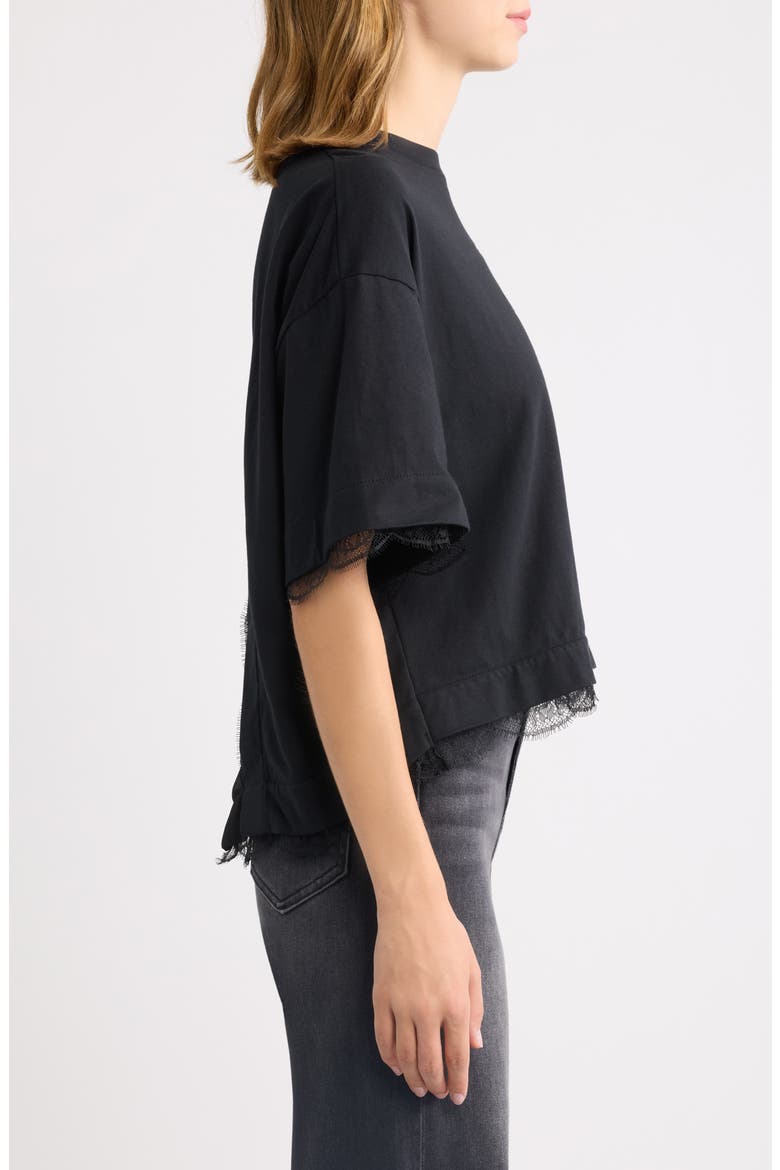 Nia Lace Trim T-Shirt, Alternate, color, BLACK