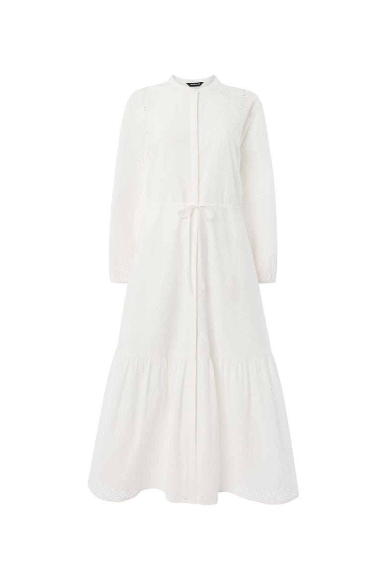 Long Sleeve Broderie Midi Dress, Alternate, color, White