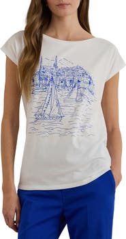 Lauren Ralph Lauren Print Boat Neck Top