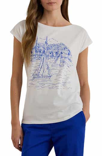 Lauren Ralph Lauren Print Boat Neck Top