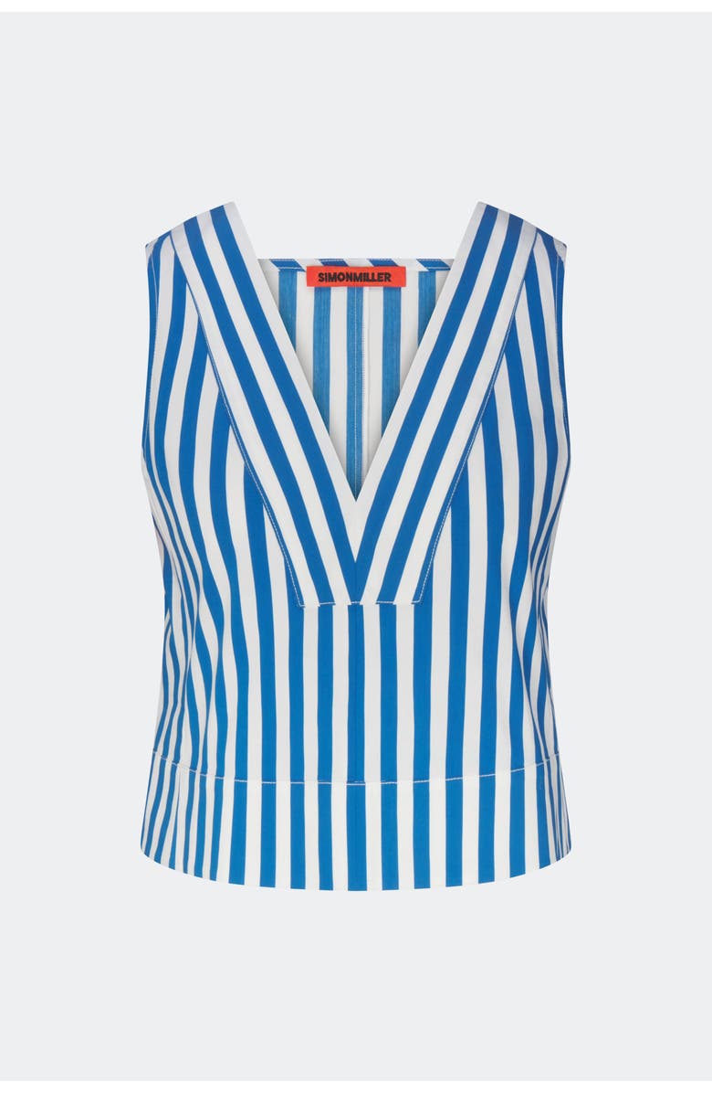 SIMONMILLER Arro Sleeveless Poplin Top, Main, color, Blue Stripe