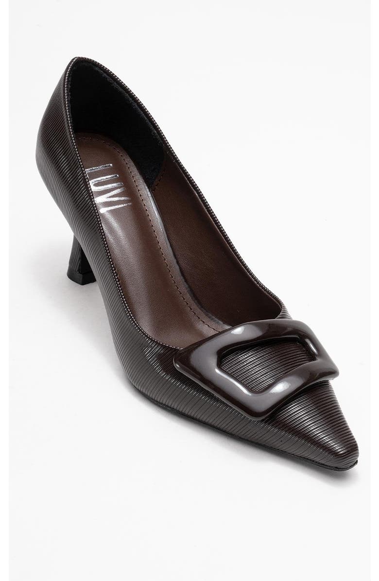 Prologue Shoes Astra Buckle Pointed Toe Pump, Main, color, Brown