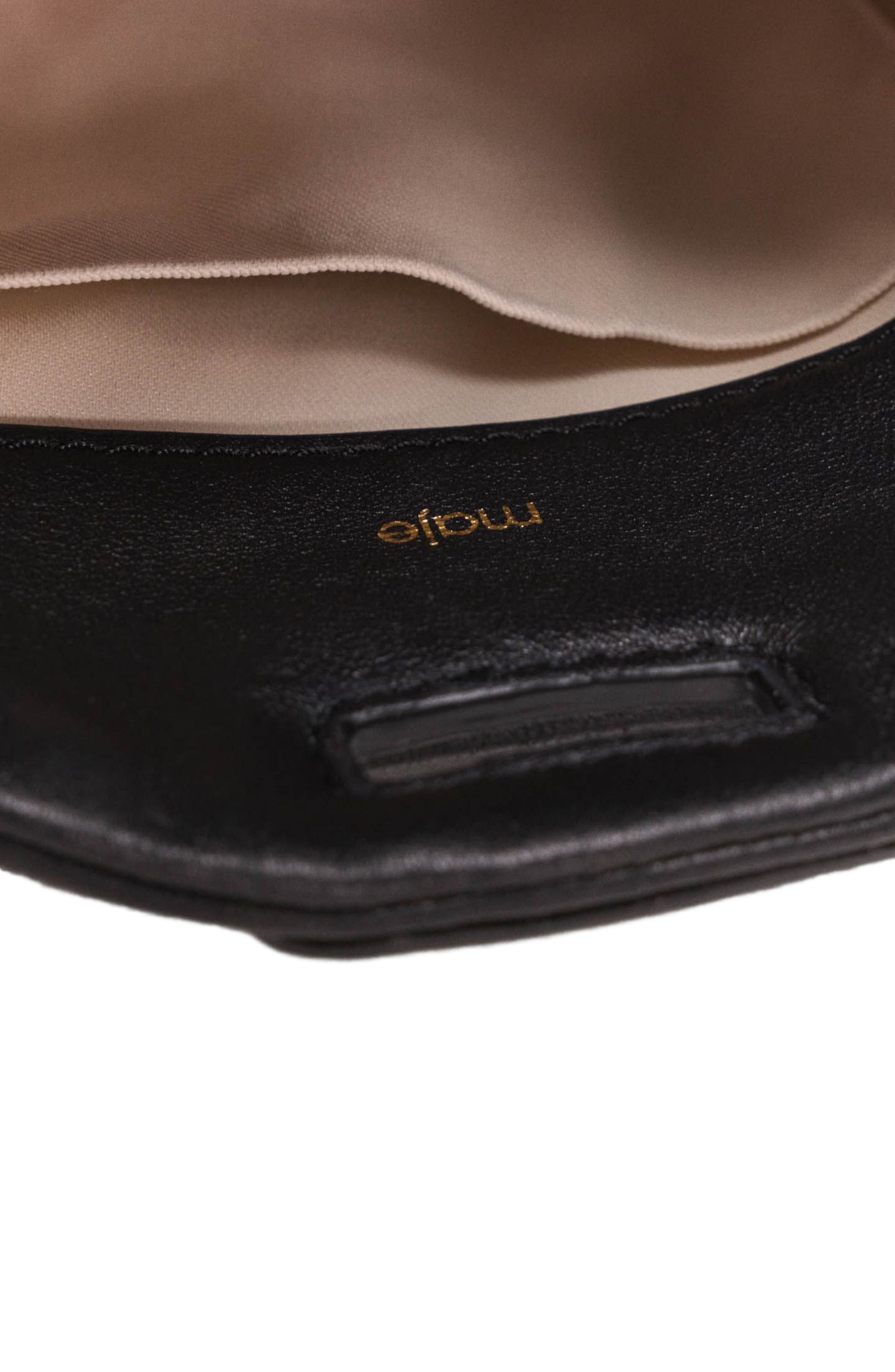 maje Miss M micro leather bag, Alternate, color, Black