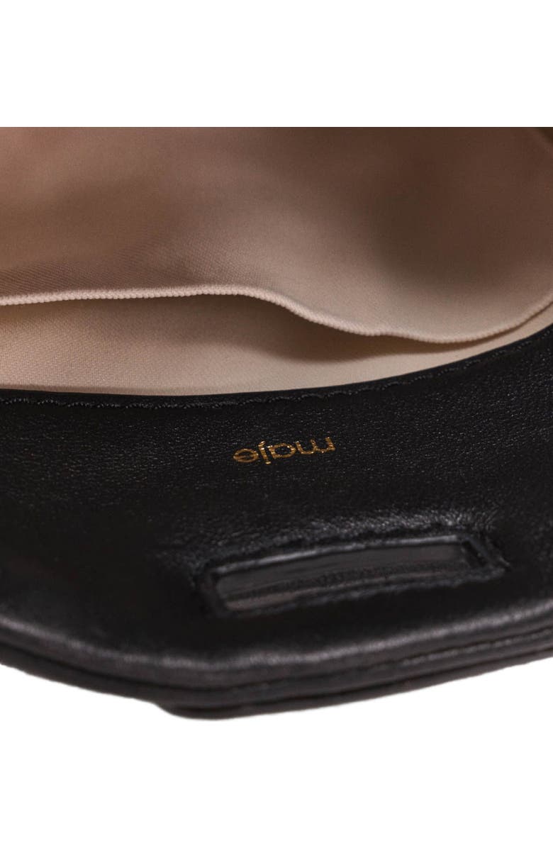 maje Miss M micro leather bag, Alternate, color, Black