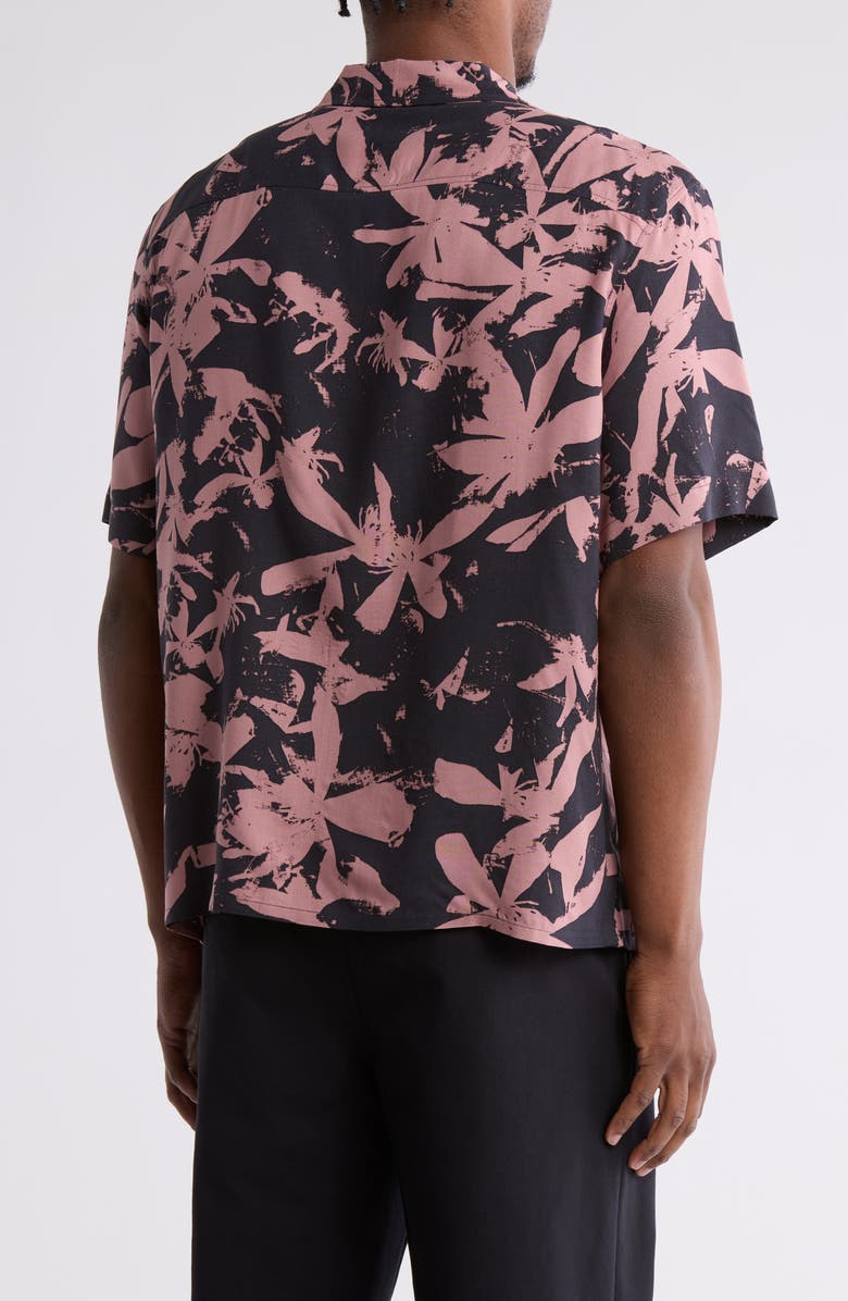 Abound Fleur Print Camp Shirt, Alternate, color, Grey- Pink Inked Fleur