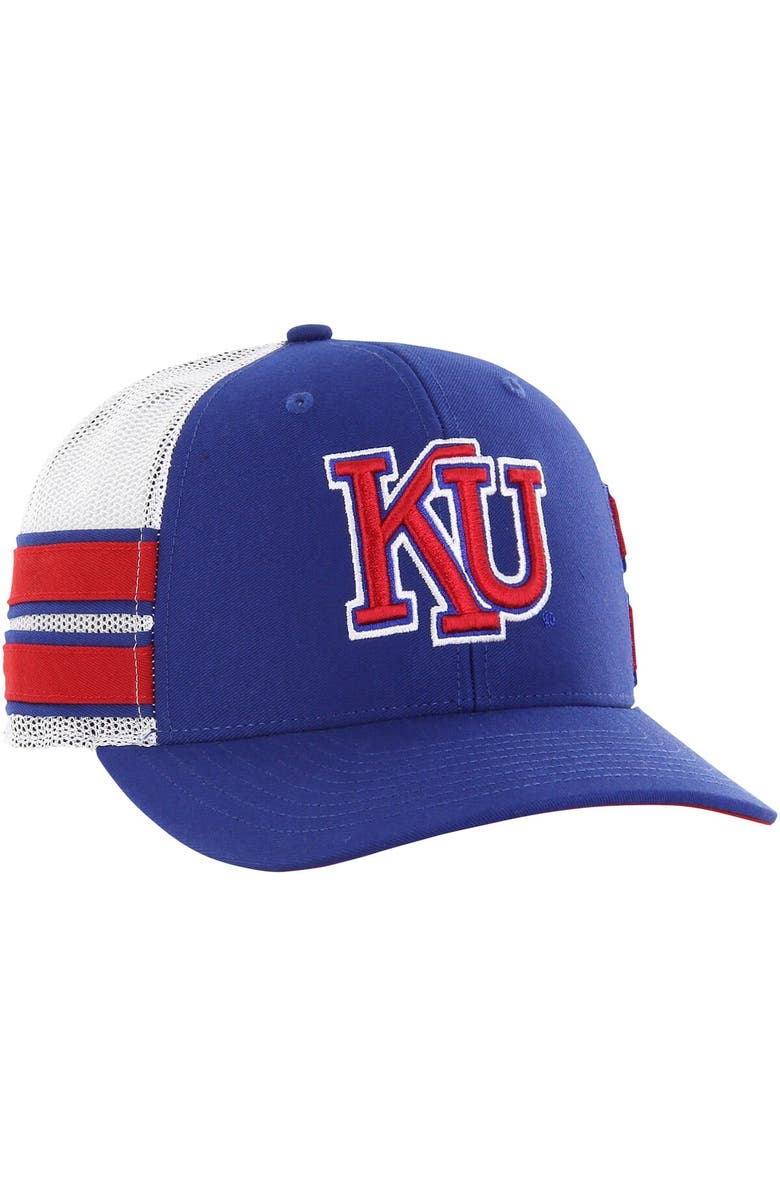 '47 Men's '47 Royal Kansas Jayhawks Straight Eight Adjustable Trucker Hat, Alternate, color, Royal