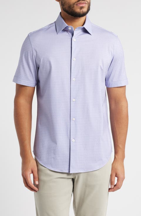 Miles OoohCotton® Geometric Print Short Sleeve Button-Up Shirt