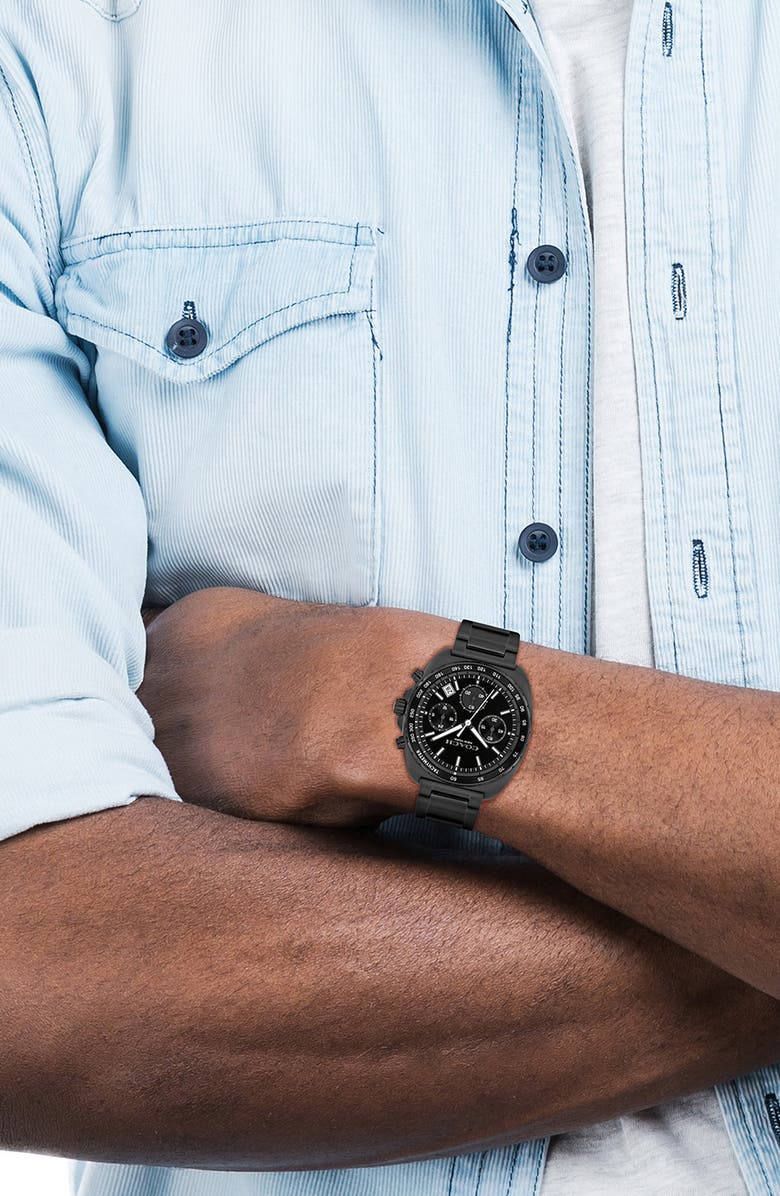 COACH Charter Chronograph Bracelet Watch, 39mm, Alternate, color, Black Ip