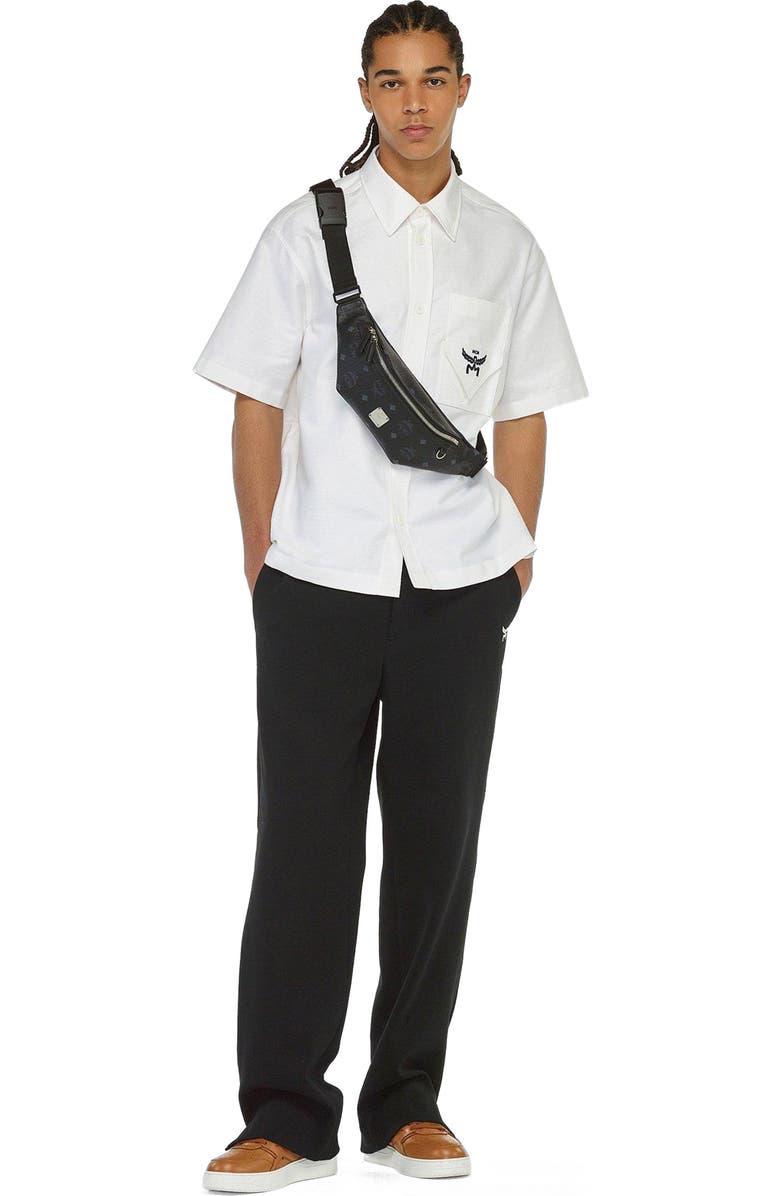 MCM Small Fursten Belt Bag in Visetos, Alternate, color, Black