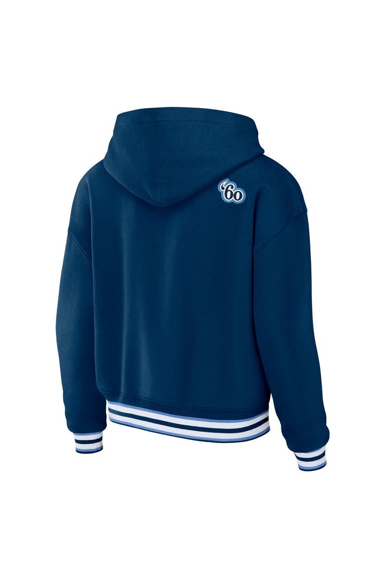 Women's WEAR by Erin Andrews Navy Tennessee Titans Lace-Up Pullover Hoodie, Alternate, color, Navy