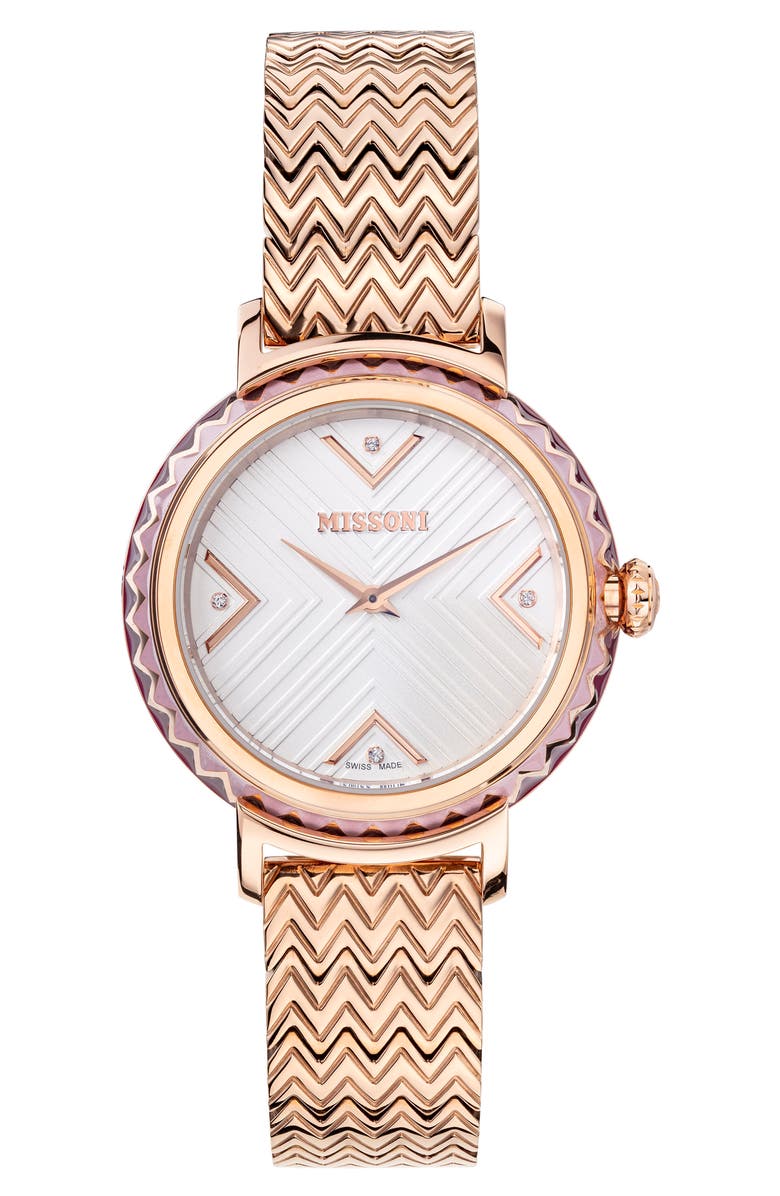 Missoni Chevron Joy Diamond Bracelet Watch, 37mm, Main, color, 
