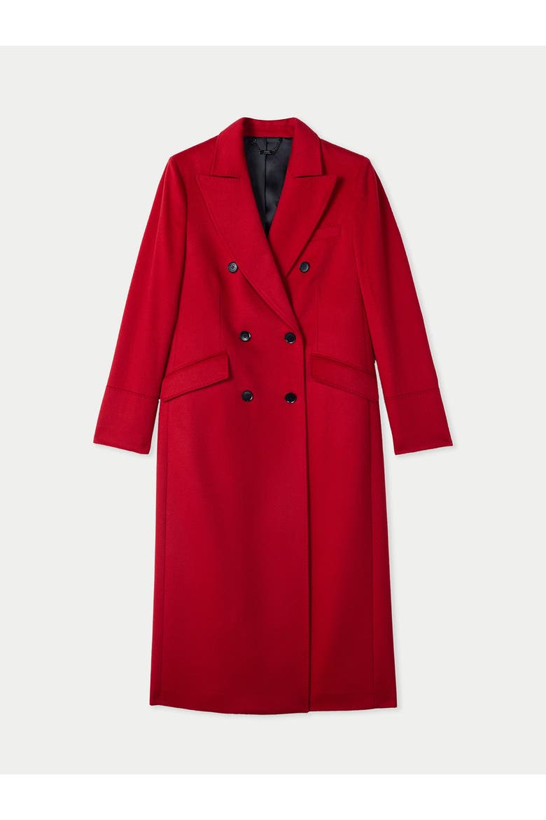 Cashmere Peak Lapel Long Coat, Main, color, red
