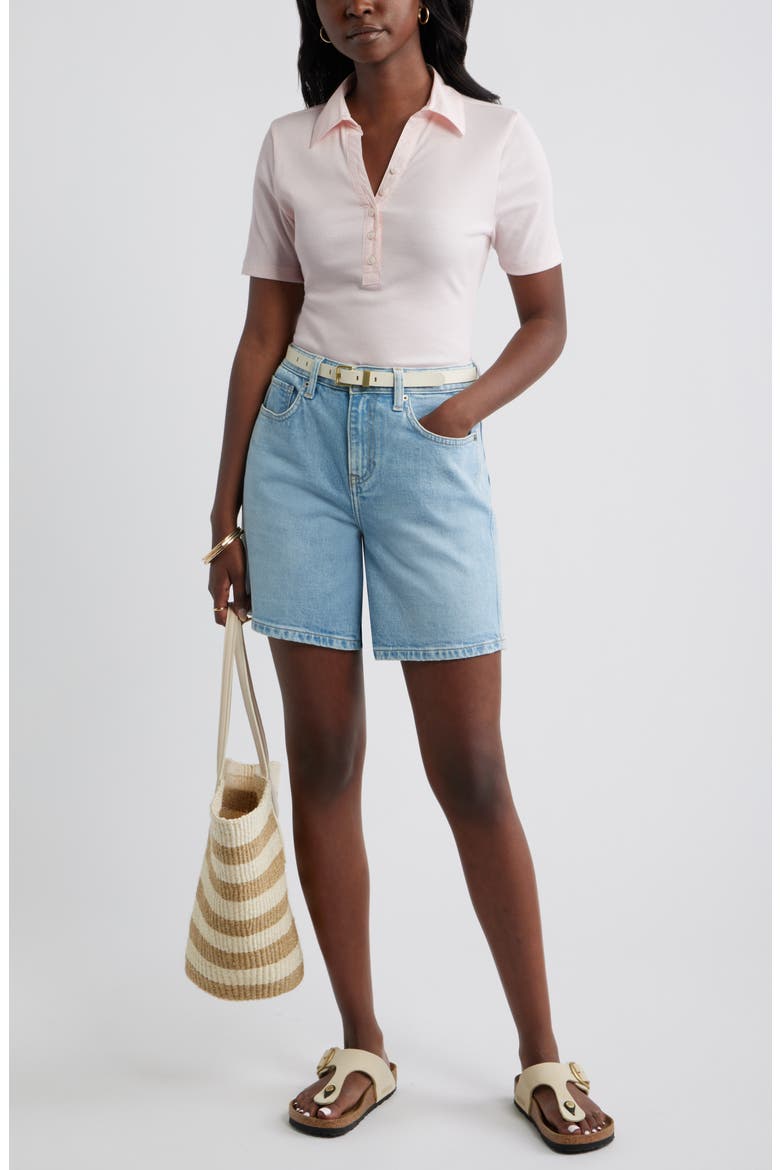 Woven Placket Knit Polo, Alternate, color, PINK ROSEWATER