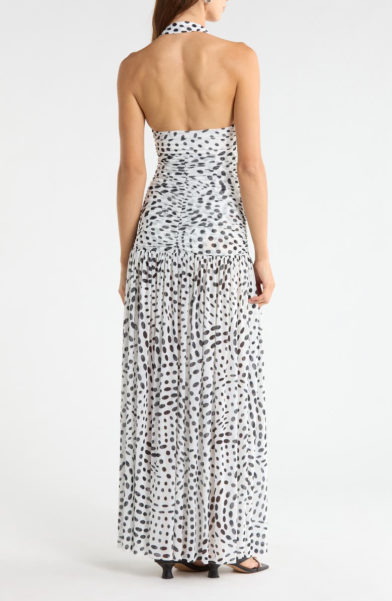 AFRM Blane Swirl Dot Print Hardware Detail Midi Dress, Alternate, color, Noir Swirl