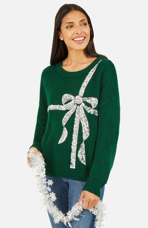 Sequin Bow Knitted Sweater