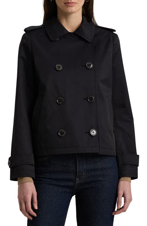 Short Cotton Blend Trench Coat