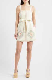 Caracola Embroidered Detail Cotton Minidress