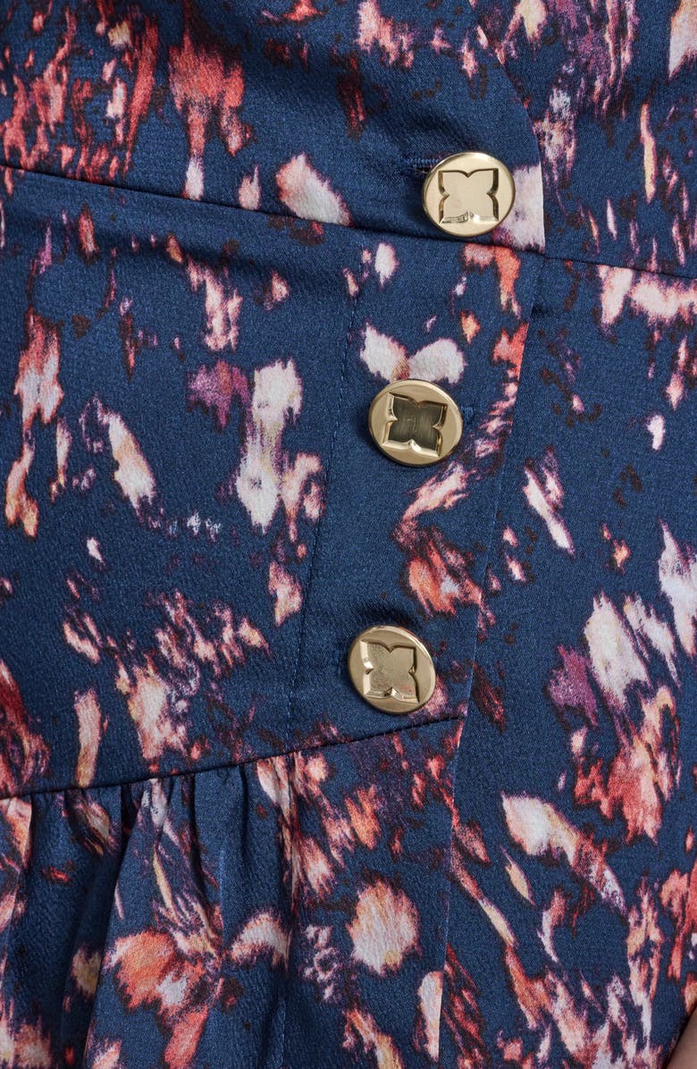 BCBG Print Ruffle Long Sleeve Minidress, Alternate, color, City Indigo Multi