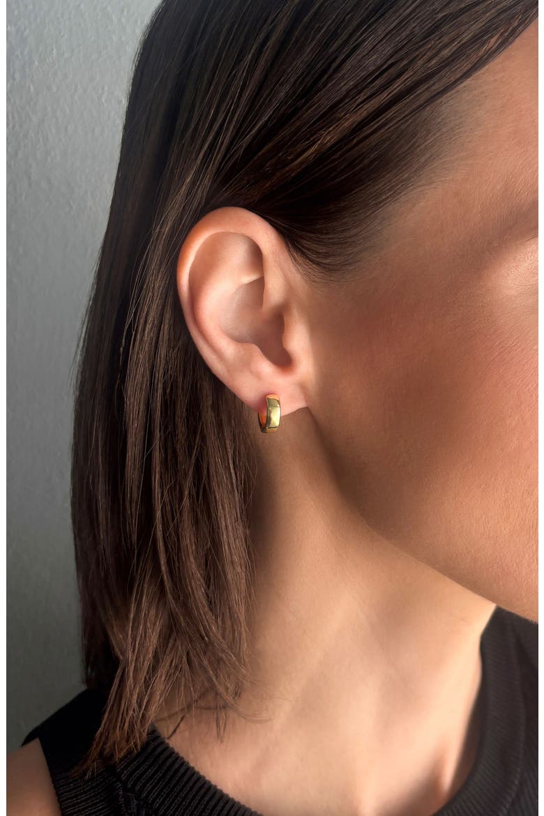 Set of 3 14K Gold Plated Huggie Hoop Earrings, Alternate, color, GOLD