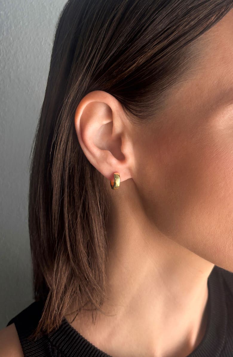 Adornia Set of 3 14K Gold Plated Huggie Hoop Earrings, Alternate, color, Gold