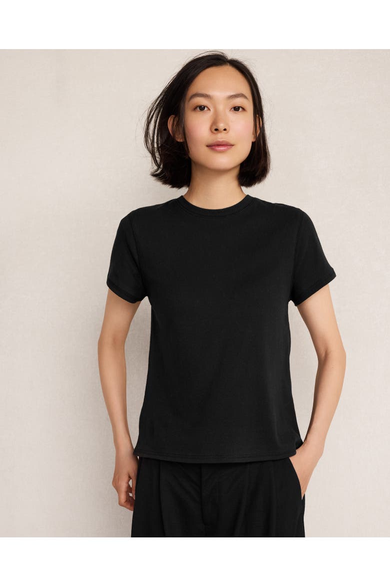 Cotton Slub Fitted Tee, Main, color, Black