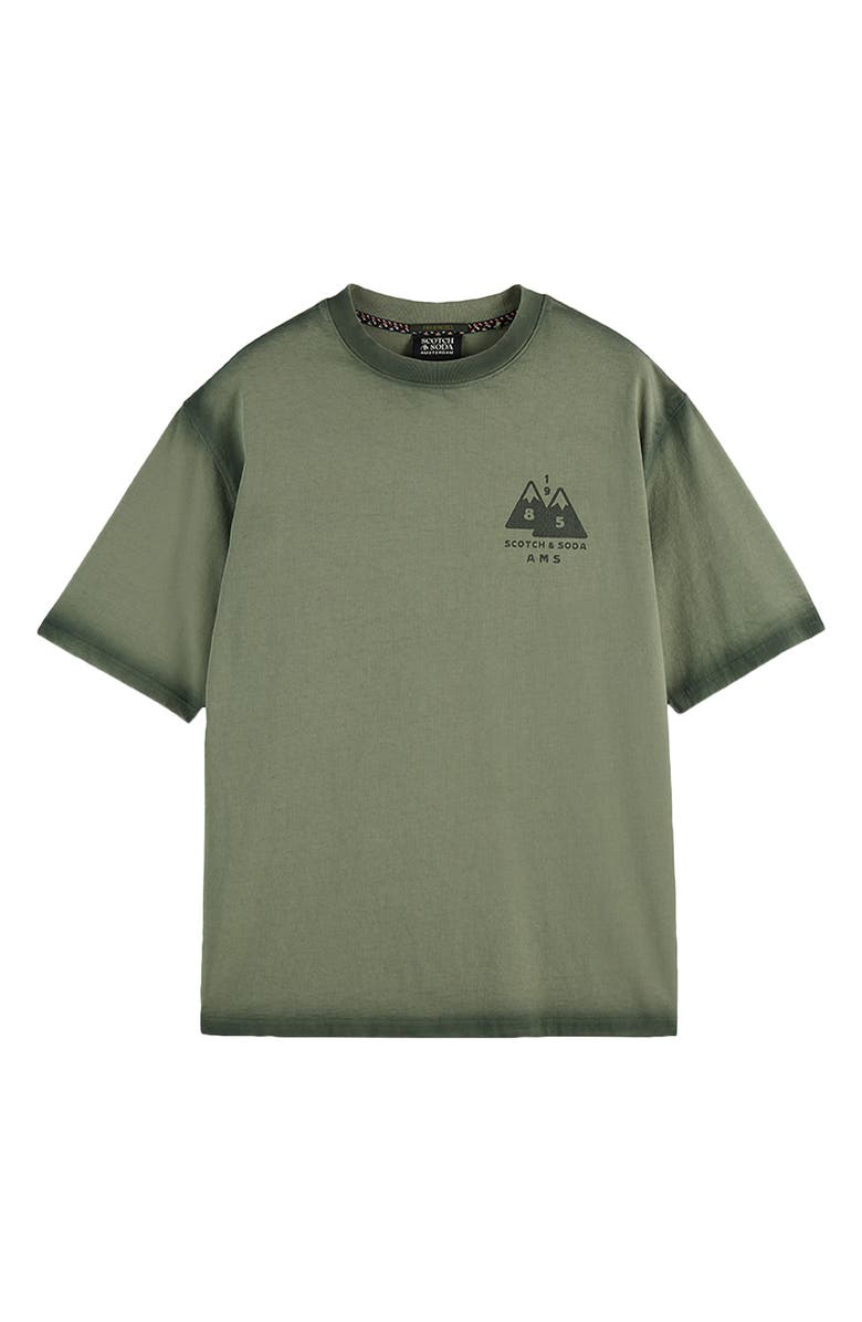 Scotch & Soda Loose Fit Garment Dyed Cotton Graphic T-Shirt, Alternate, color, Thyme