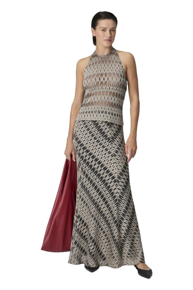 Long Skirt In Viscose Blend With 3d Diamond Pattern, Main, color, Beige