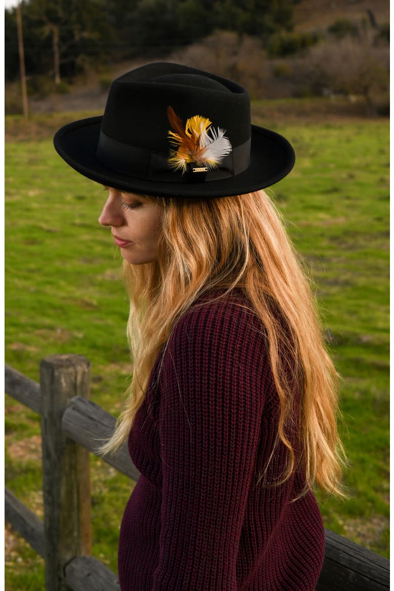 Wool Fedora Hat, Alternate, color, BLACK