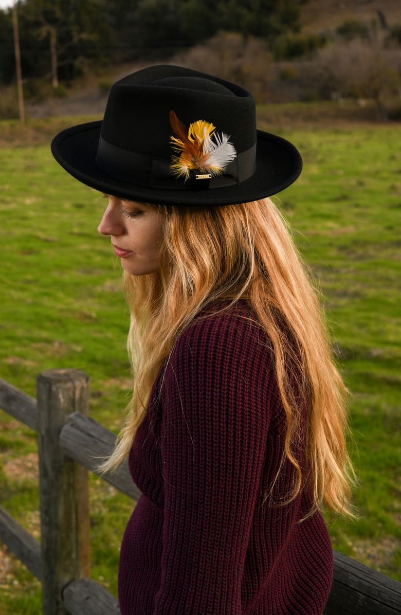 Wyeth Wool Fedora Hat, Alternate, color, Black