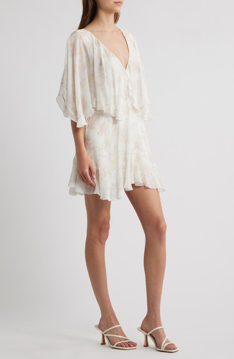 LoveShackFancy Avaline Floral Ruffle Minidress, Alternate, color, White Peach