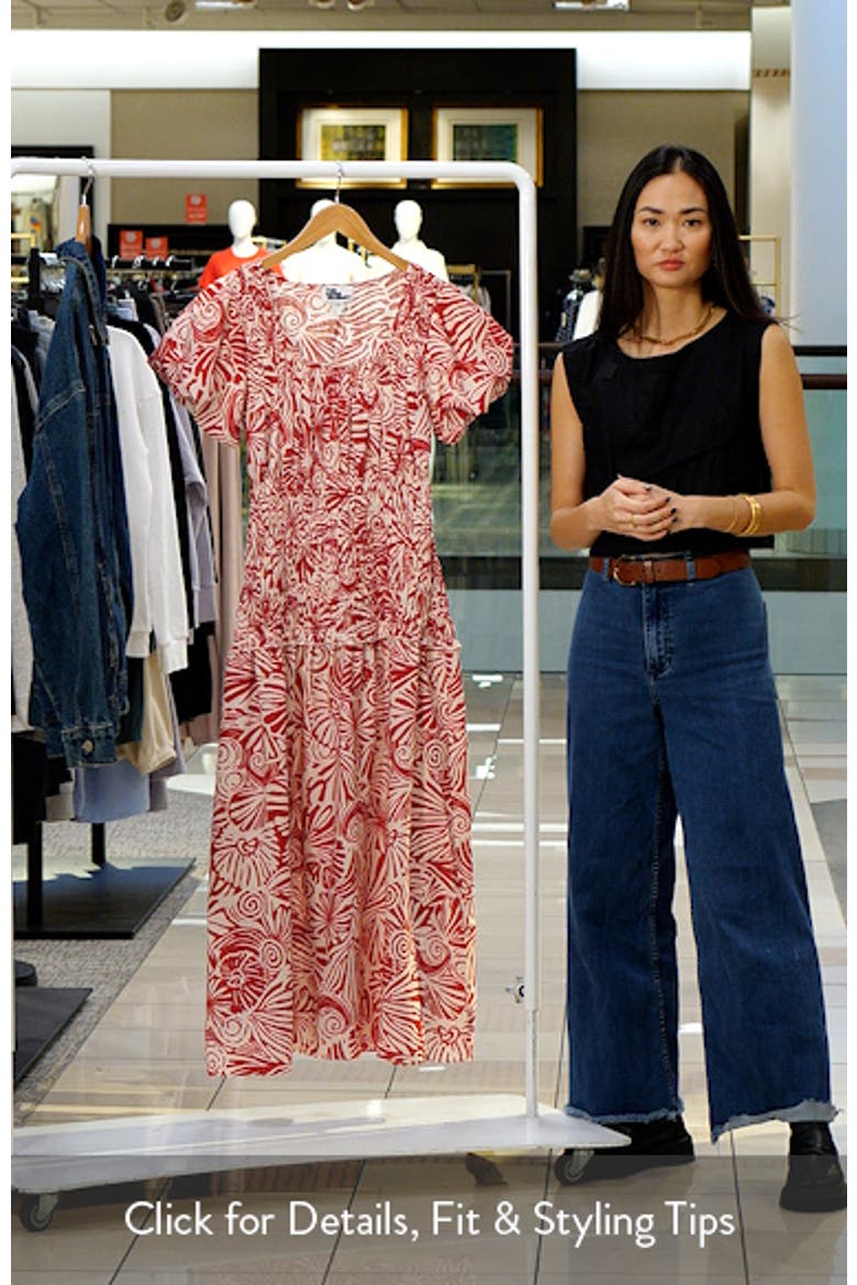 Smocked Waist Puff Sleeve Maxi Dress video