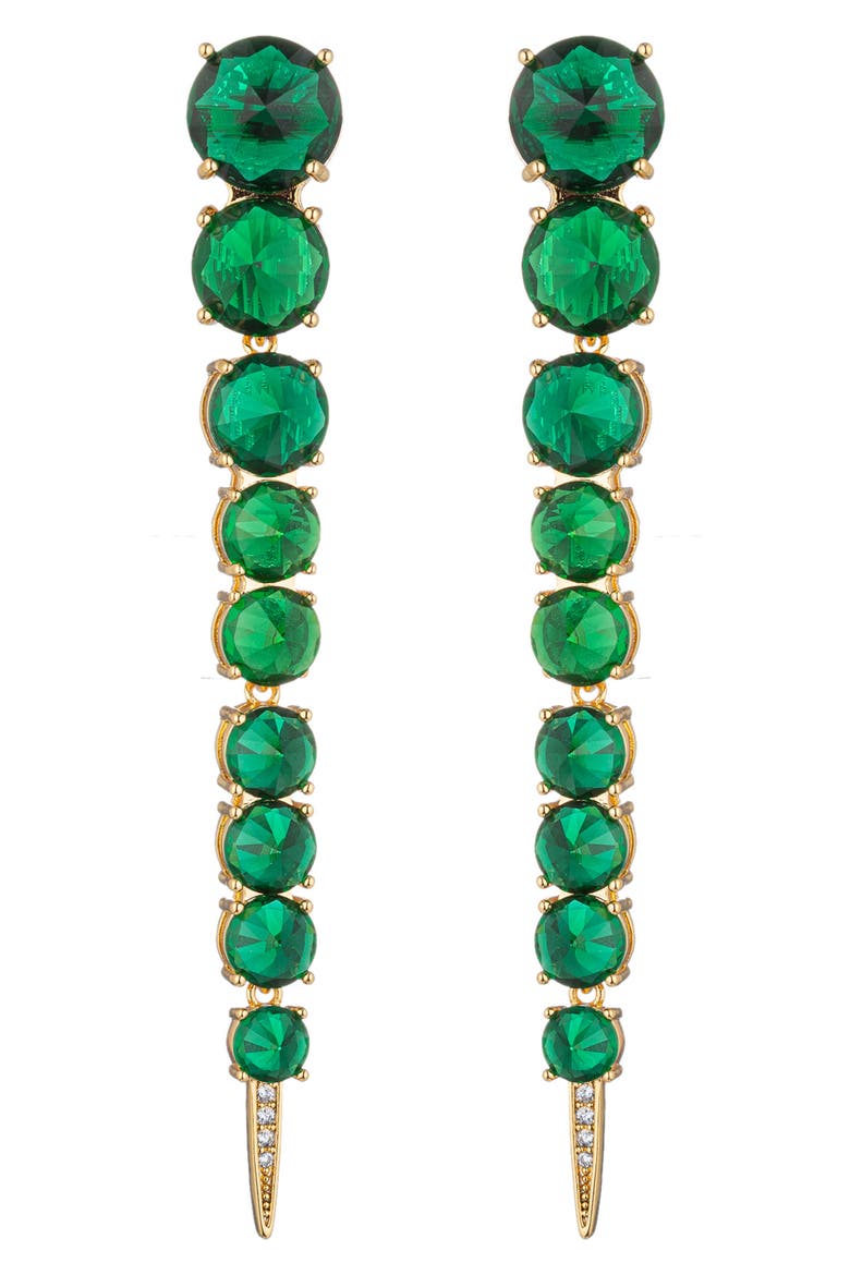 Harper Cubic Zirconia Drop Earrings, Main, color, GREEN