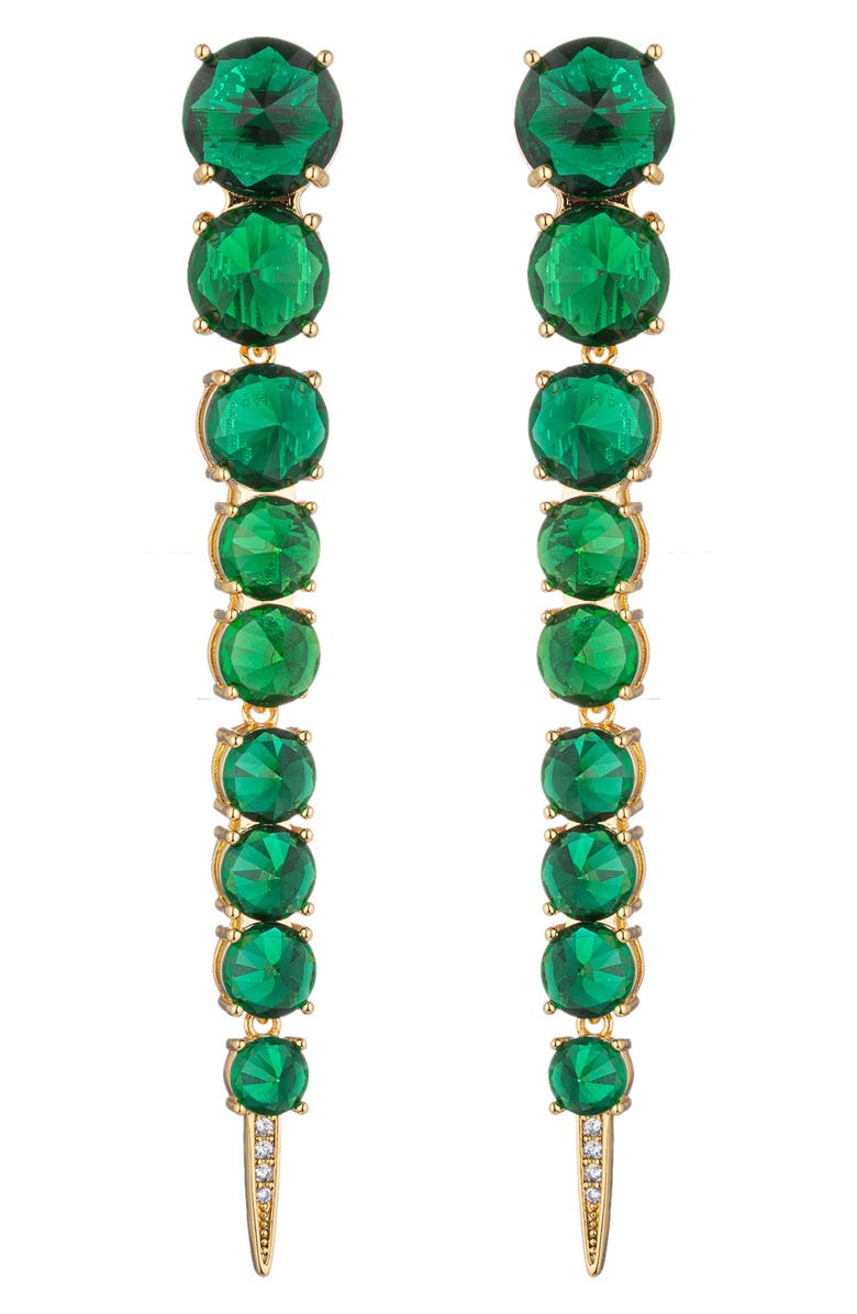EYE CANDY LOS ANGELES Harper Cubic Zirconia Drop Earrings, Main, color, Green