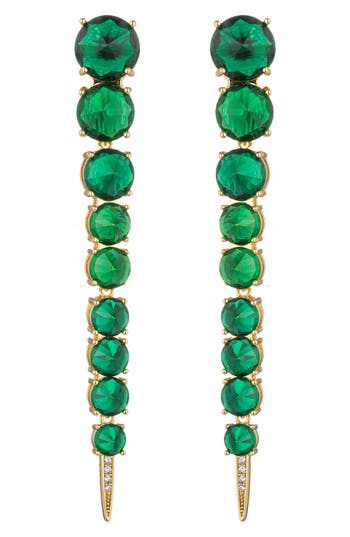Eye Candy Los Angeles Harper Cubic Zirconia Drop Earrings In Green