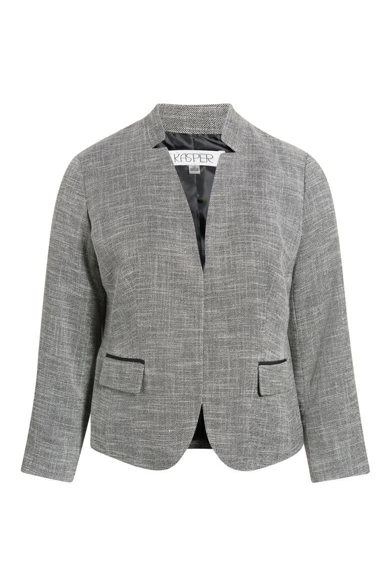 Cutout Collar Blazer, Alternate, color, BLACK/ VANILLA ICE