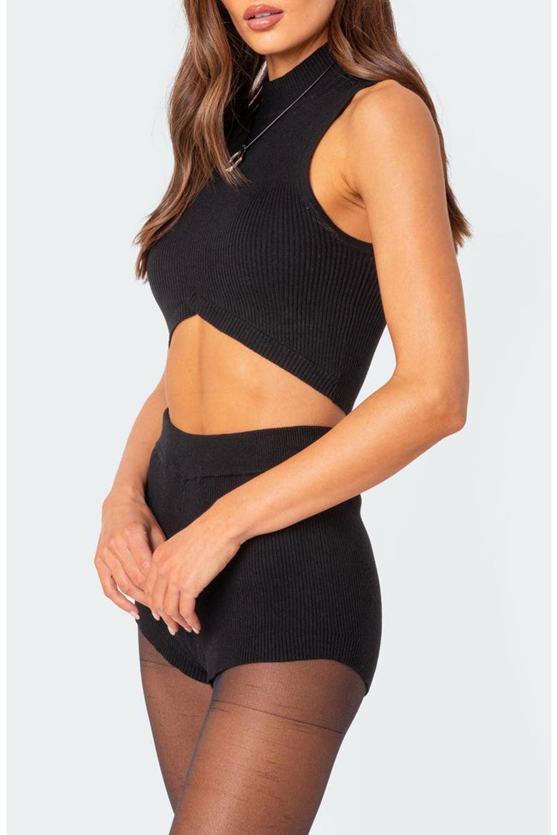 Marcus Mock Neck Rib Crop Sweater, Alternate, color, BLACK