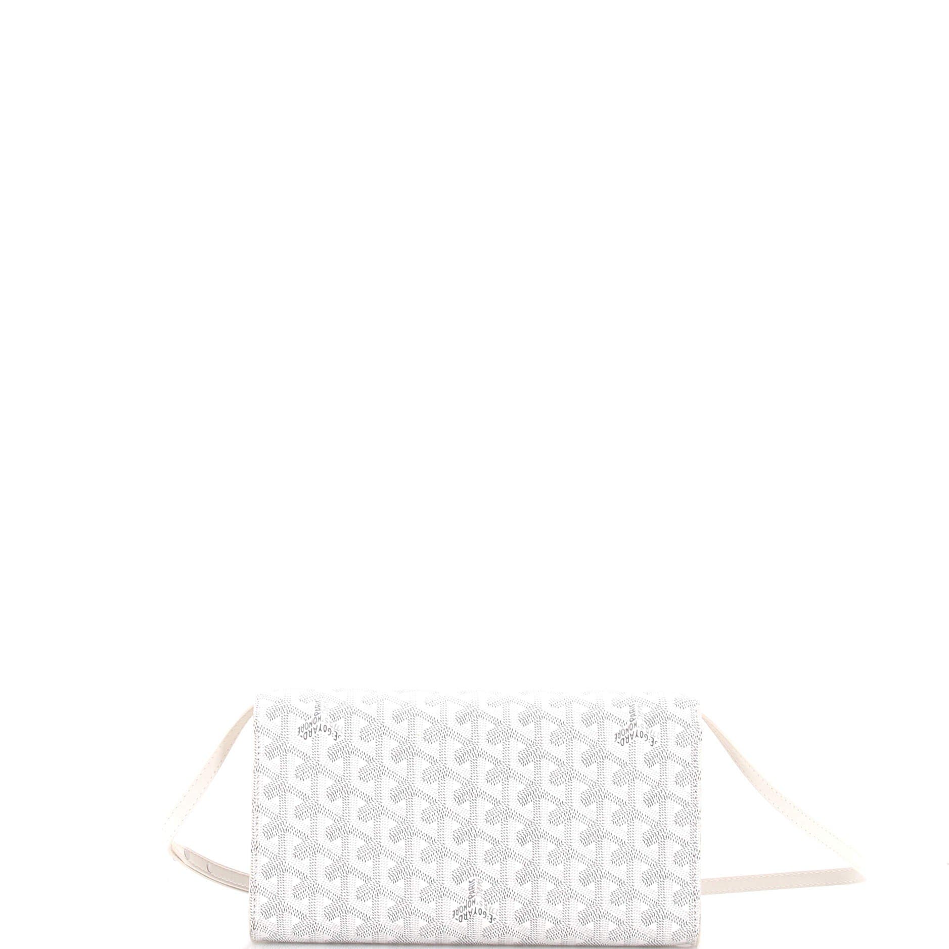 Pre-Owned Goyard Monte Carlo Clutch with Strap Coated Canvas PM, Alternate, color, White