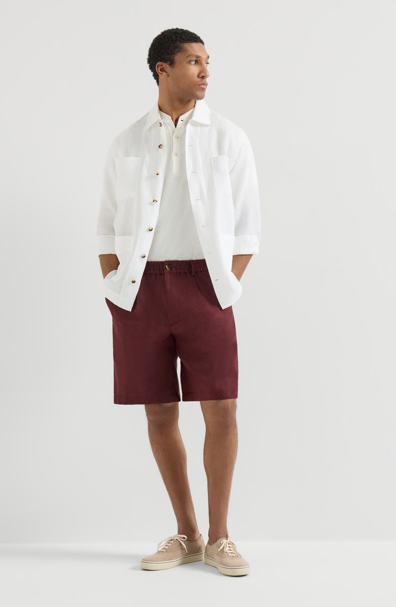 Brunello Cucinelli Chevron Bermuda shorts, Alternate, color, Cherry