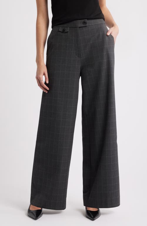 Nordstrom Print Wide Leg Pants In Grey Glen Plaid