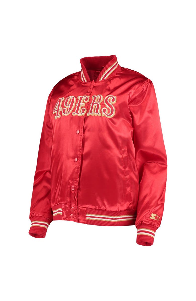STARTER Women's Starter Scarlet San Francisco 49ers Varsity Lover Satin Full-Snap Jacket, Alternate, color, 