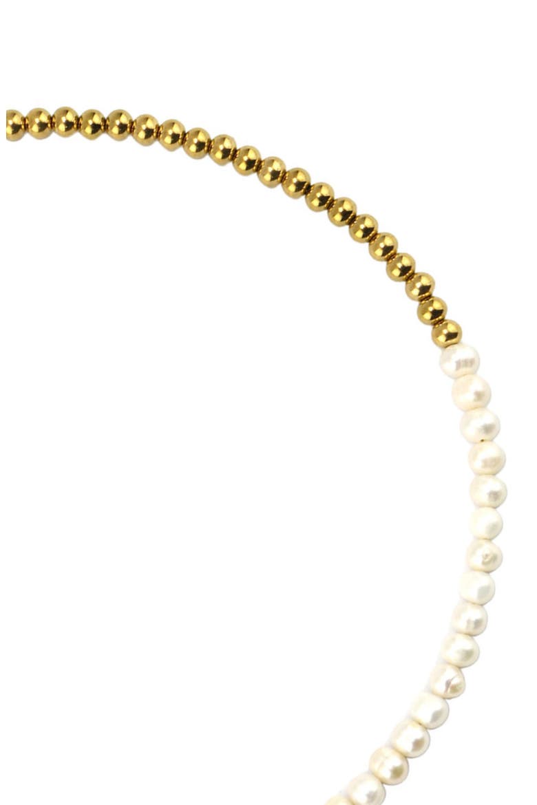Cultured Pearl & Beaded Necklace, Alternate, color, GOLD AND WHITE