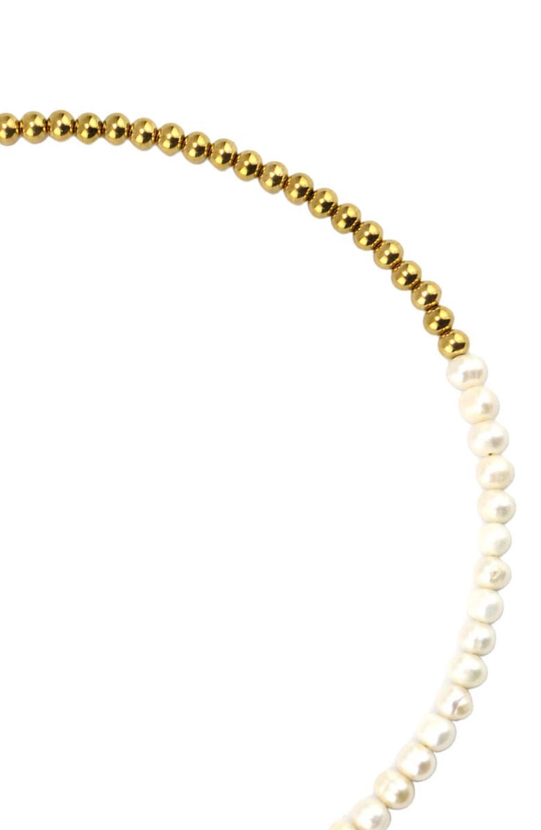 REBL Cultured Pearl & Beaded Necklace, Alternate, color, Gold And White