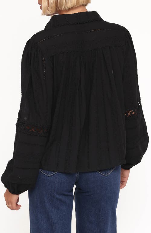 Petal And Pup Petal & Pup Catania Lace Panel Cotton Button-up Shirt In Black