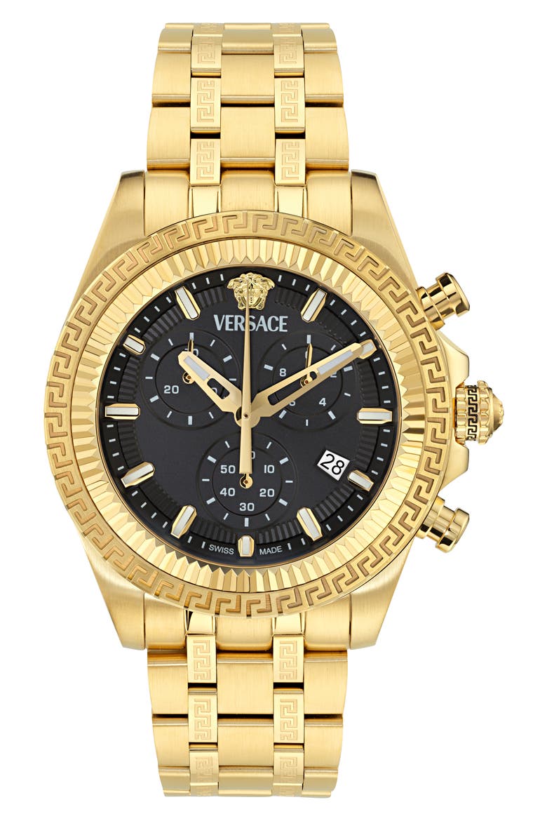 Fornax Chronograph Bracelet Watch, 43mm, Main, color, IP YELLOW GOLD